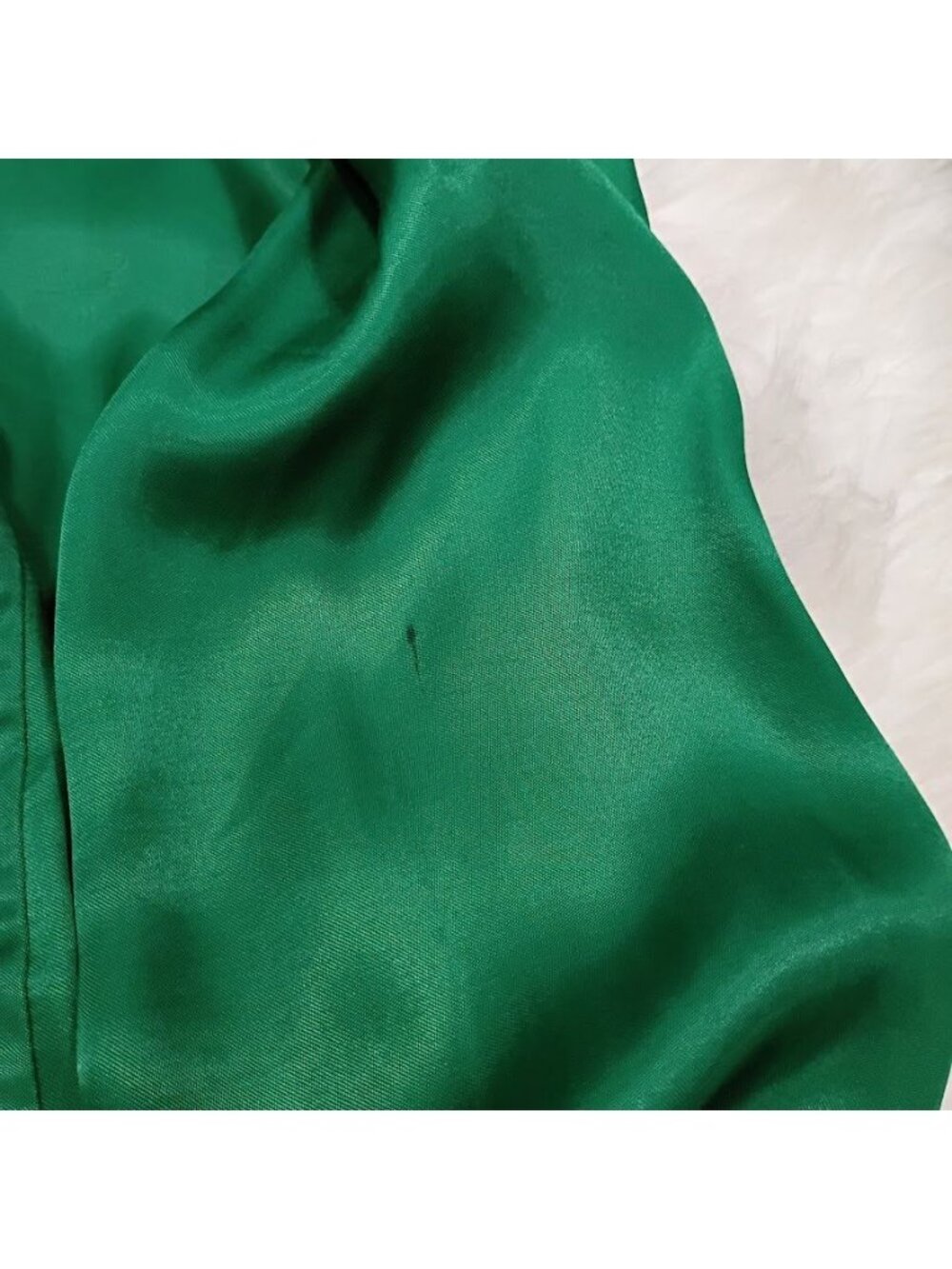 Zara Womens Green Satin Mini Dress M Long Sleeve Waist-Tie Wrap Design - Picture 9 of 10